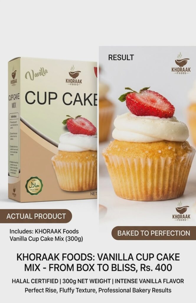 Easy to make Khoraak Foods Vanilla Cup Cake Mix