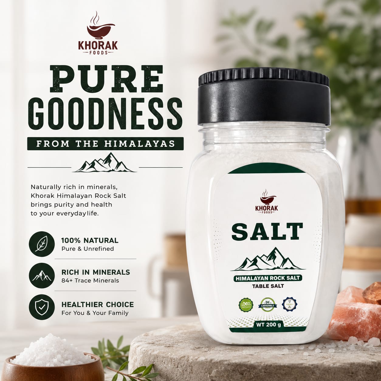 Table Salt White 200g Himalayan – With Quality Dispenser | Fine mesh