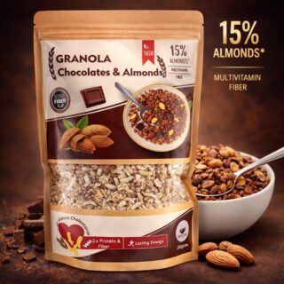 Granola chocolates and almonds multigrain clusters high fiber healthy breakfast pack