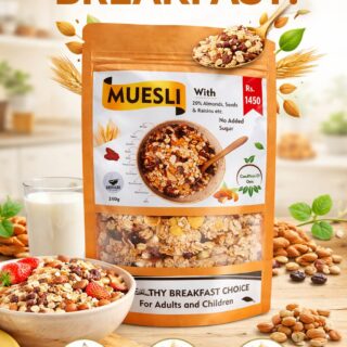 Khoraak Foods muesli pack with oats almonds and raisins
