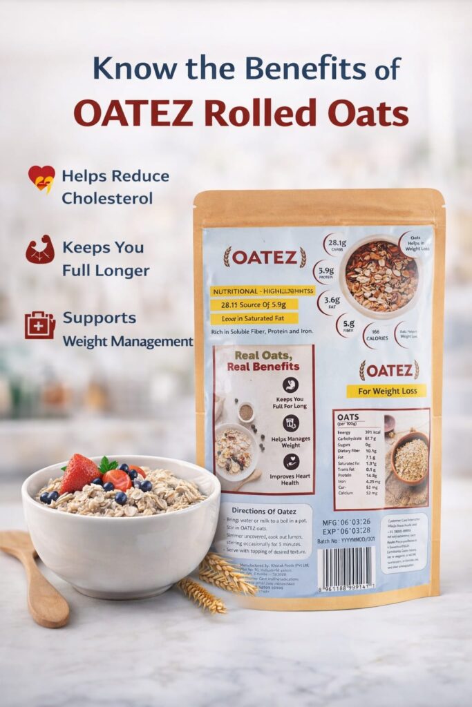 Khoraak Foods OATEZ Rolled Oats natural premium quality oats pack