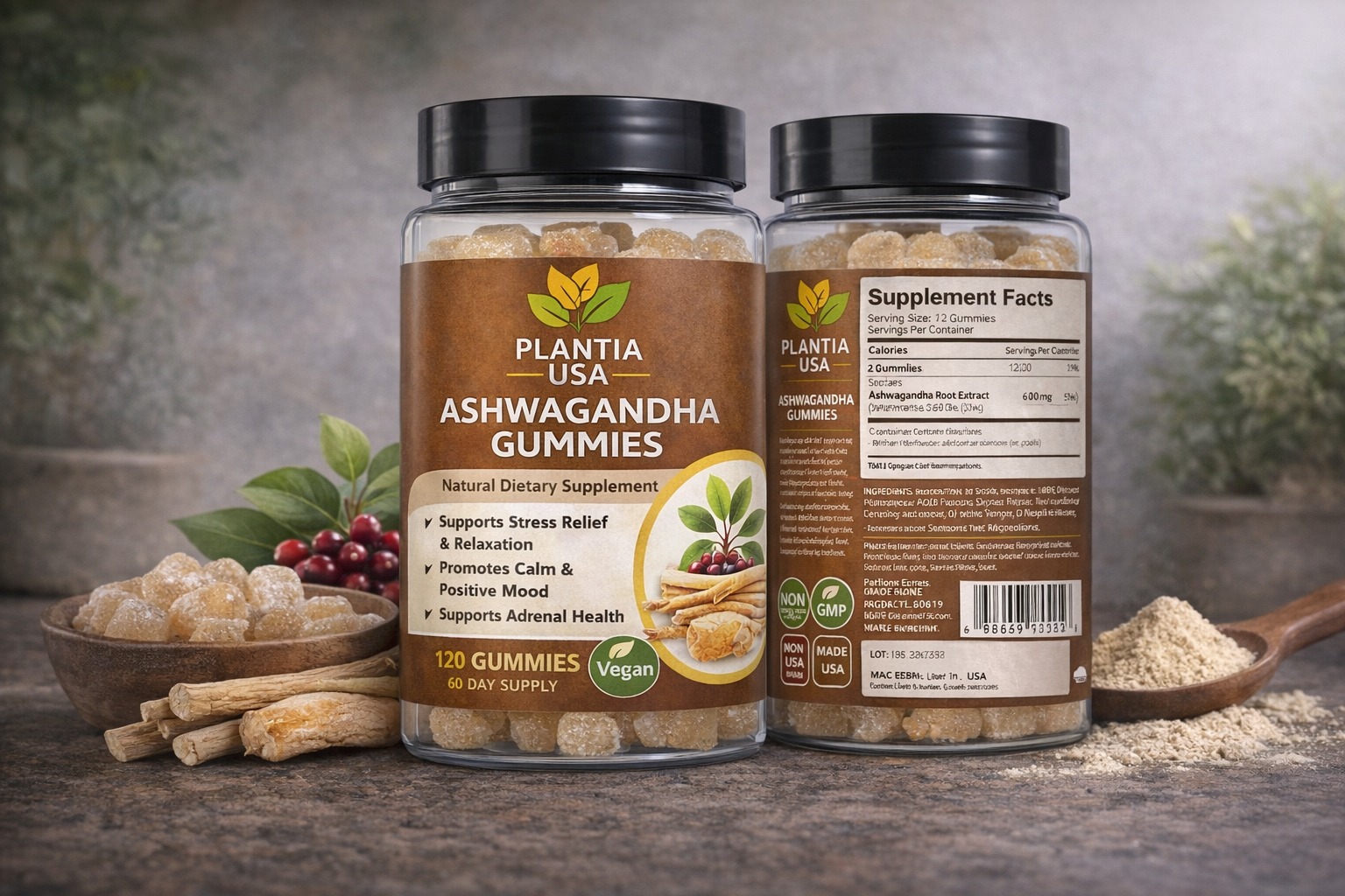 Ashwagandha Gummies – Stress Relief & Energy Boost | 120 Vegan Gummies per Bottle | Immunity & Focus Support" - Image 2