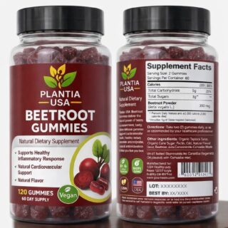 Natural Beetroot Gummies for Energy & Iron Support – Vegan Pectin Gummies – Healthy Daily Supplement – Delicious Fruit Flavor