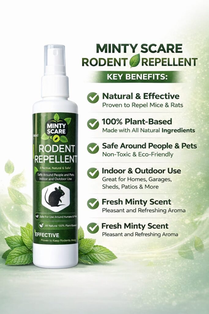 Minty Scare mint-based rodent repellent spray for rats and mice control