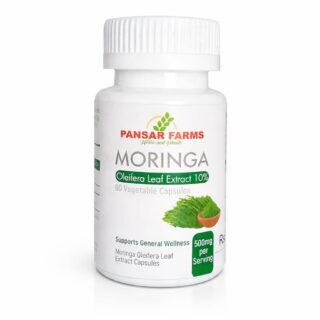 Moringa Oleifera leaf extract capsules bottle 60 vegetable capsules 500mg per serving
