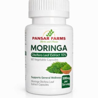 Moringa Oleifera leaf extract capsules bottle 60 vegetable capsules 500mg per serving