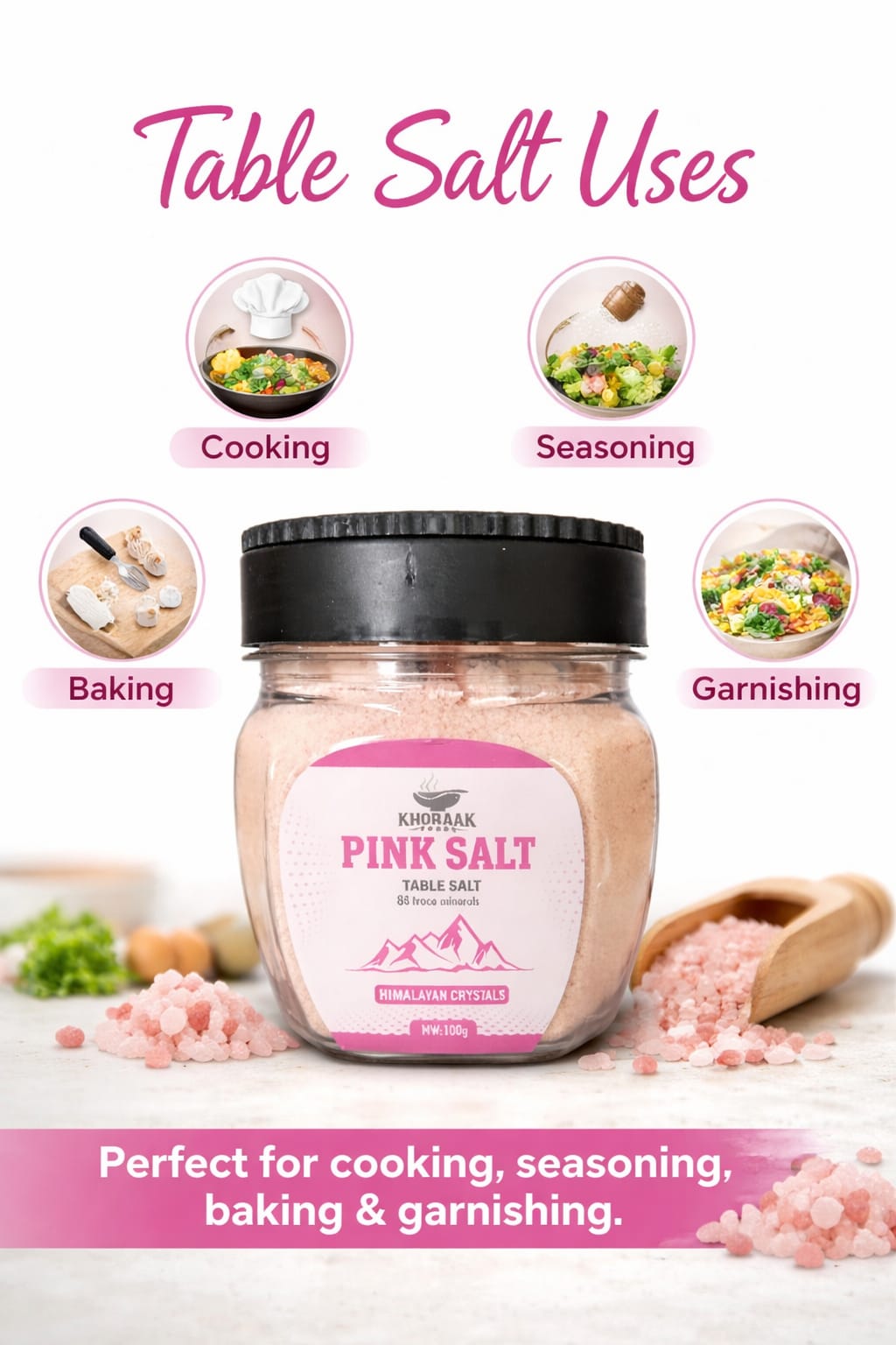 Himalayan pink salt uses cooking seasoning baking garnishing