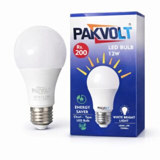 PakVolt LED Bulb 12W box packaging energy saver white bright light price Rs 200