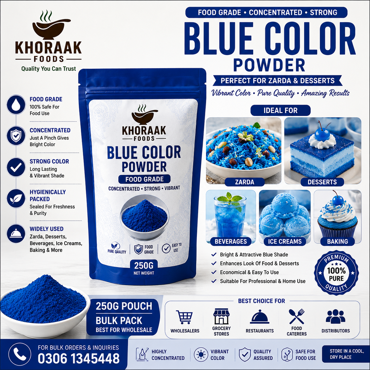Blue color 250 g concentrated