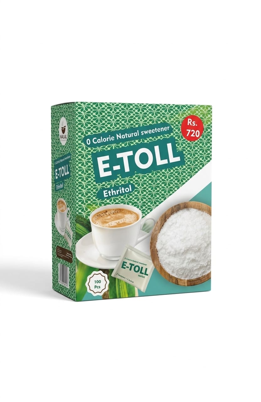 E-TOLL erythritol 0 calorie sweetener 100 sachets box