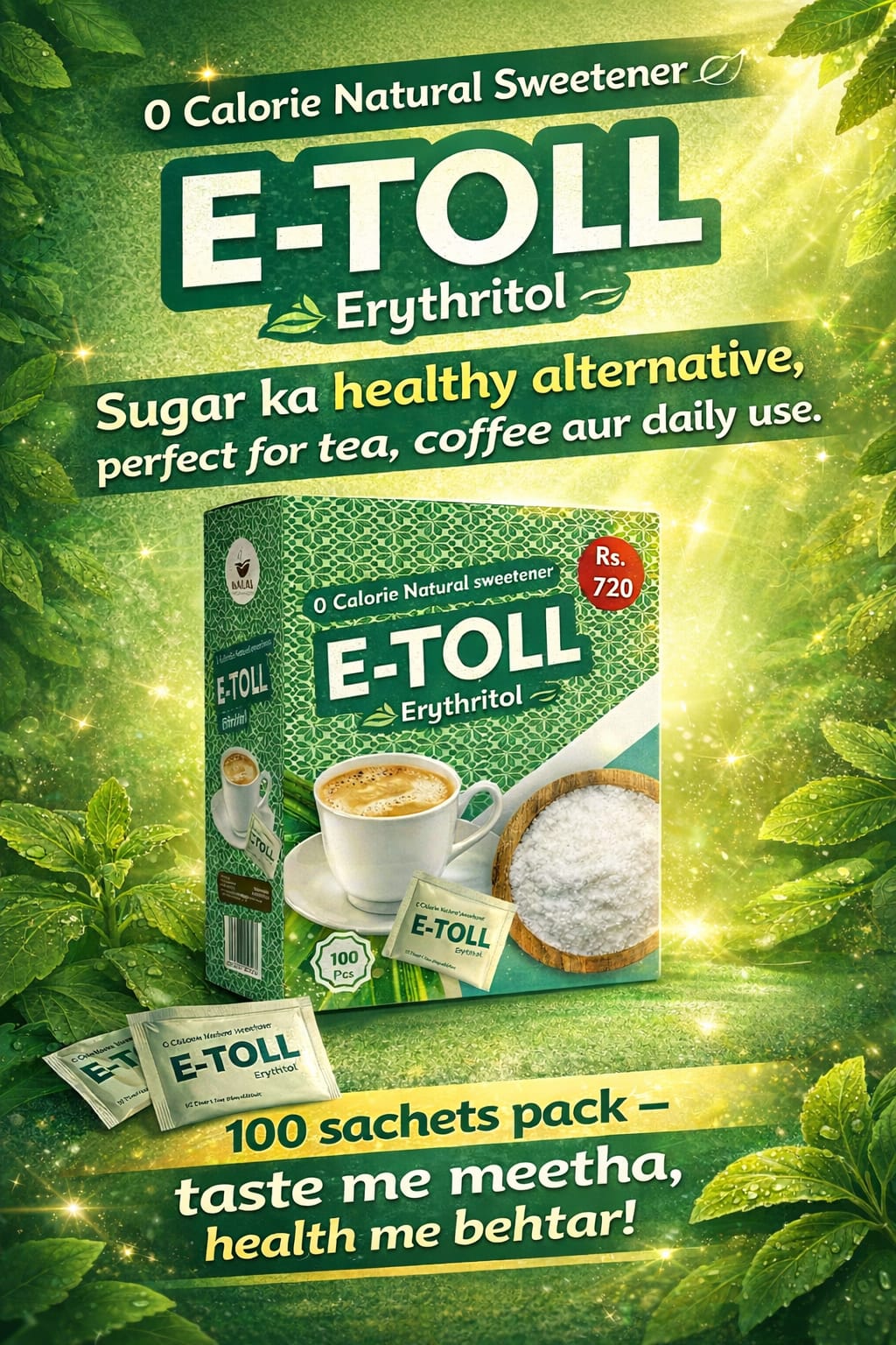 E-TOLL sachets 100 pcs convenient packaging
