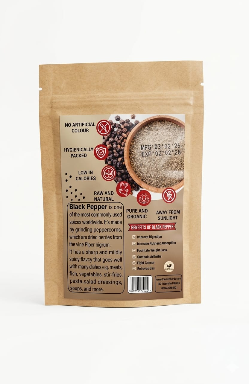 Black pepper powder used in cooking spices and food