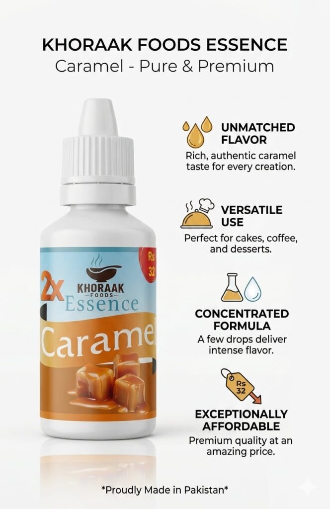 Khoraak Foods premium caramel essence bottle packaging