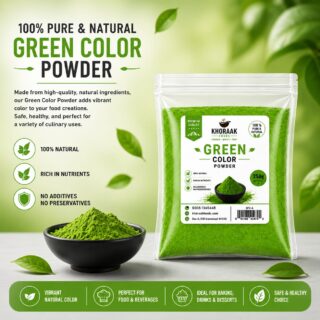 Khoraak Foods Green Food Color Powder 250g Bulk Pack Food Grade Plant-Based Chemical-Free Food Coloring Pakistan