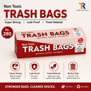 non toxic X-large trash bags with 32L capacity and 5 bags pack.