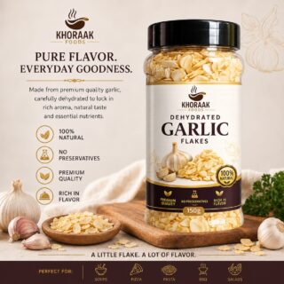 Khoraak Foods Dehydrated Garlic Flakes 150g Pack