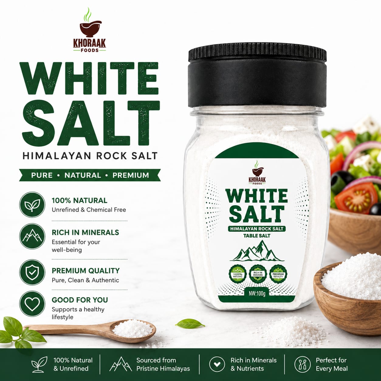 White Table Salt 100g – KhoraakFoods