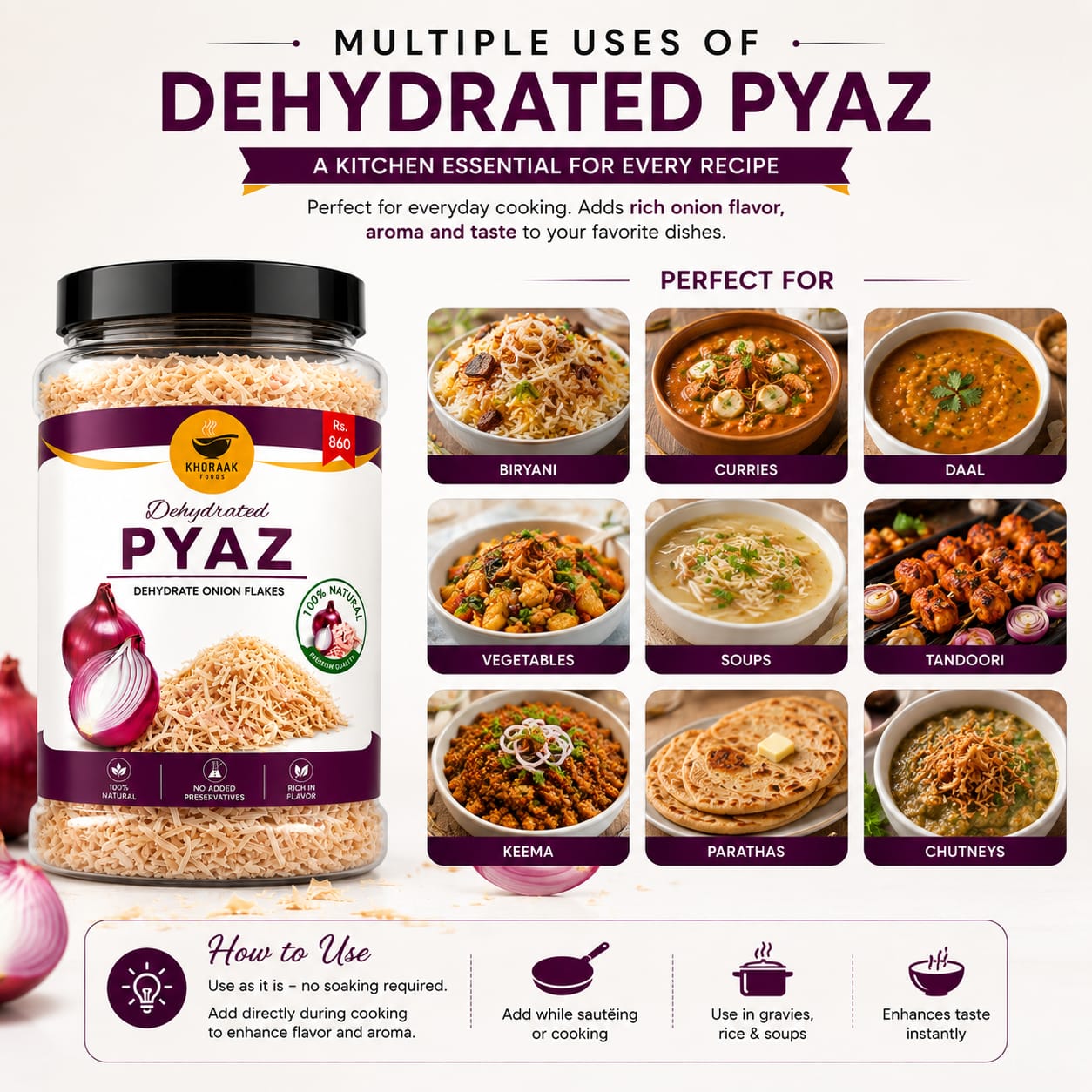 Khoraak Foods Onion Flakes Premium Quality