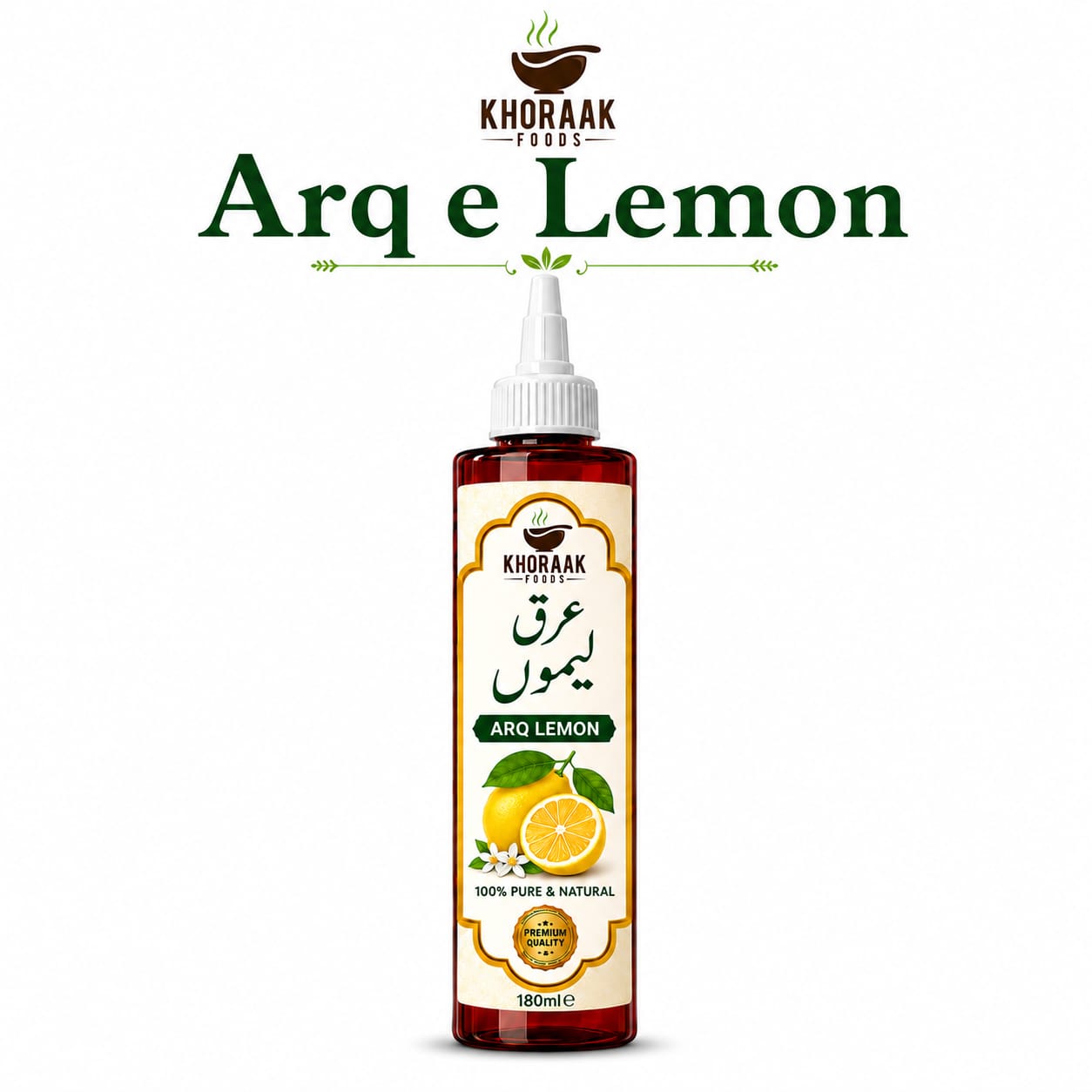 Khoraak Foods Arq e Lemon 180ml Pure Natural Lemon Arq