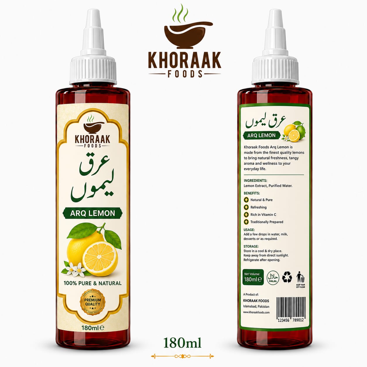 Khoraak Foods Arq e Lemon 180ml | Pure & Natural Lemon Arq | Premium Quality - Image 3